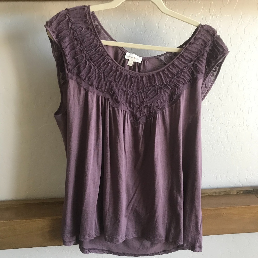 Anthropologie Meadow Rue Plum Detailed Top